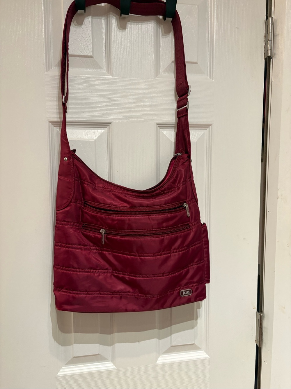 lug Quilted Crossbody Shoulder Bag in Burgundy